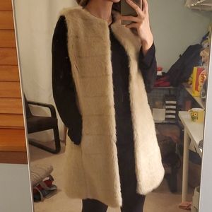 Zara basic faux fur long vest